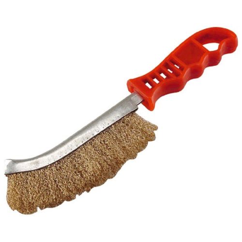 EXTOL drótkefe hajlított, műanyag nyél; rezezett, 24cm, 30mm szálhossz (960016)