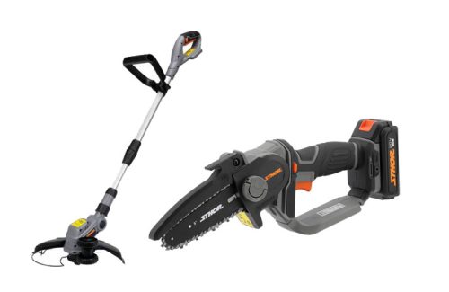 STHOR akkus láncfűrész 150 mm 20 V + STHOR akkus szegélynyíró 20V (akku és töltő nélkül)