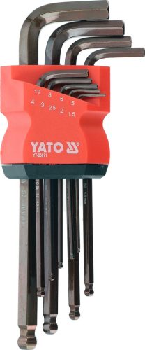 YATO 05671 Hosszított gömbvégű imbuszkulcs készlet 9 részes 1,5 - 10 mm S2 (YT-05671)